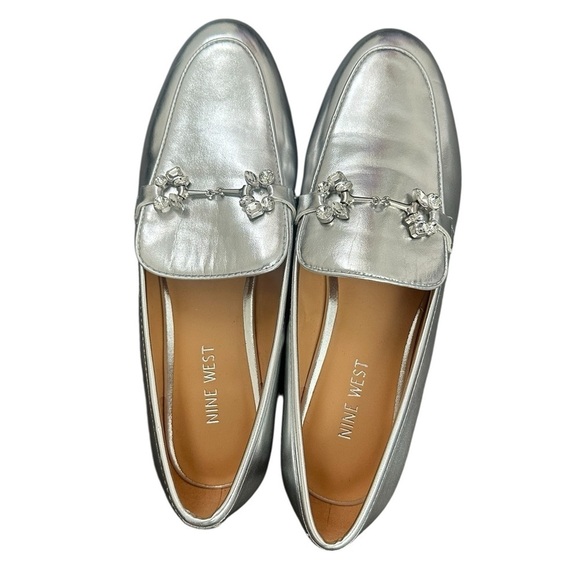 NEW Nine West Bennit Slip-On Round Toe Dress Loafers in Metallic Silver - Size 8 - Picture 6 of 9